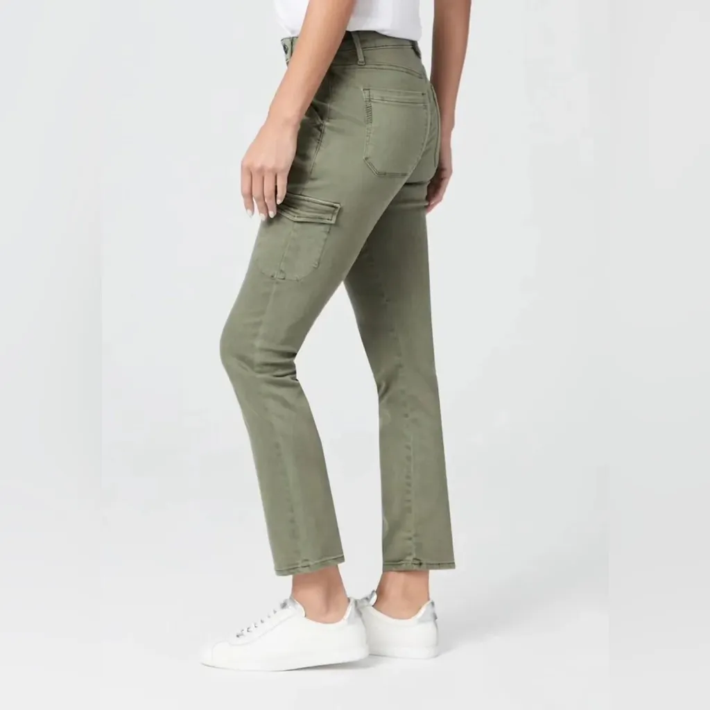 Anthropologie PAIGE JOLIE PANTS VINTAGE IVY GREEN SLIM CARGO STRETCH SZ 27 - Image 4