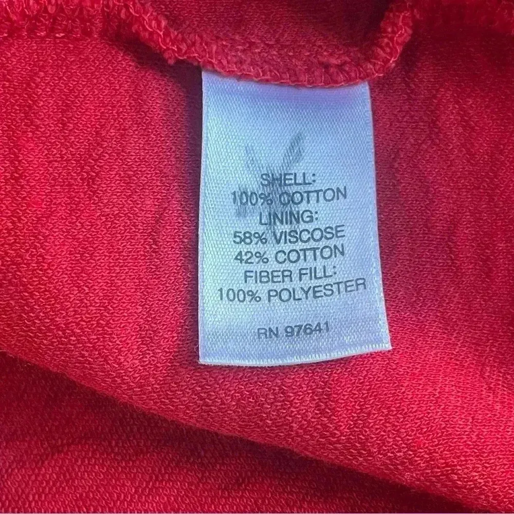 J Jill Red Textured Quilted Cotton Long Sleeve Sweatshirt XL Holiday Valentine’s - Image 5