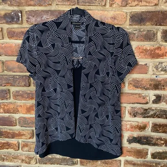 Susan Lawrence Black & White Short Sleeve Blouse Women's Size Small - Image 2