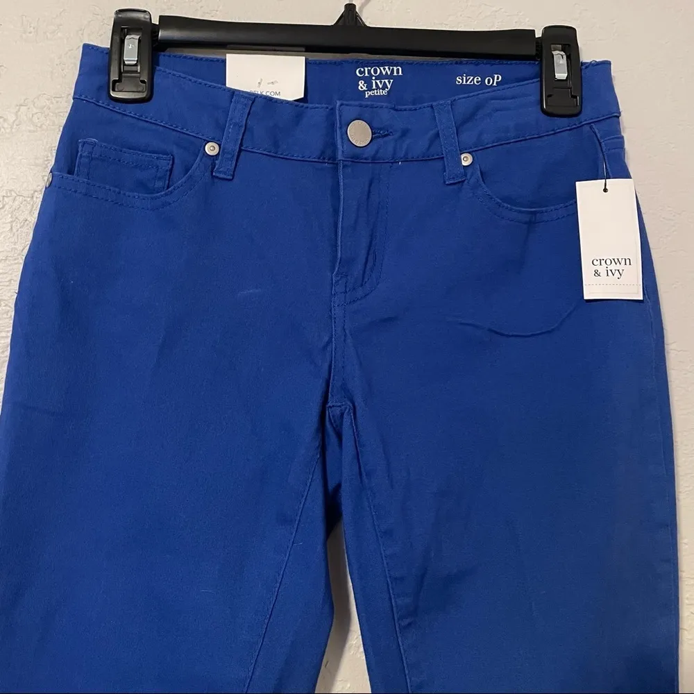 Crown & Ivy Women’s Size 0P Petite Slim Skinny Jeans Blue‎ Stretch Pockets - Image 3