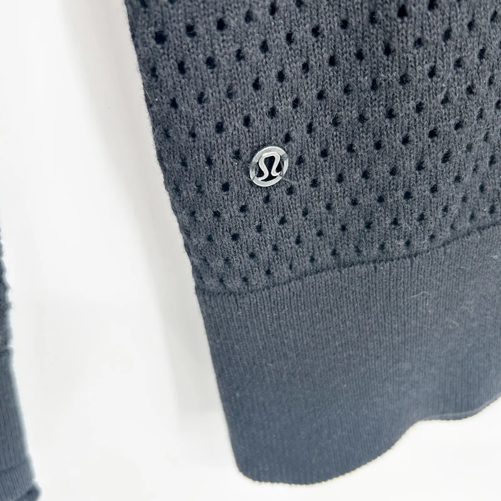 Lululemon Womens Still Movement Wrap Hooded Cotton Blend Cardigan Sweater Black - Image 6