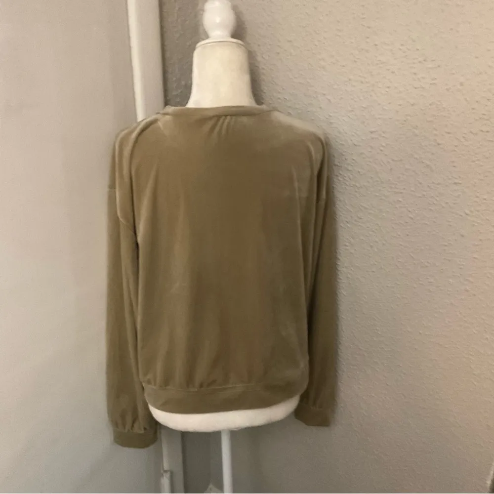 Brown Crew Neck Velour Feel Sweatshirt Size L - Image 2
