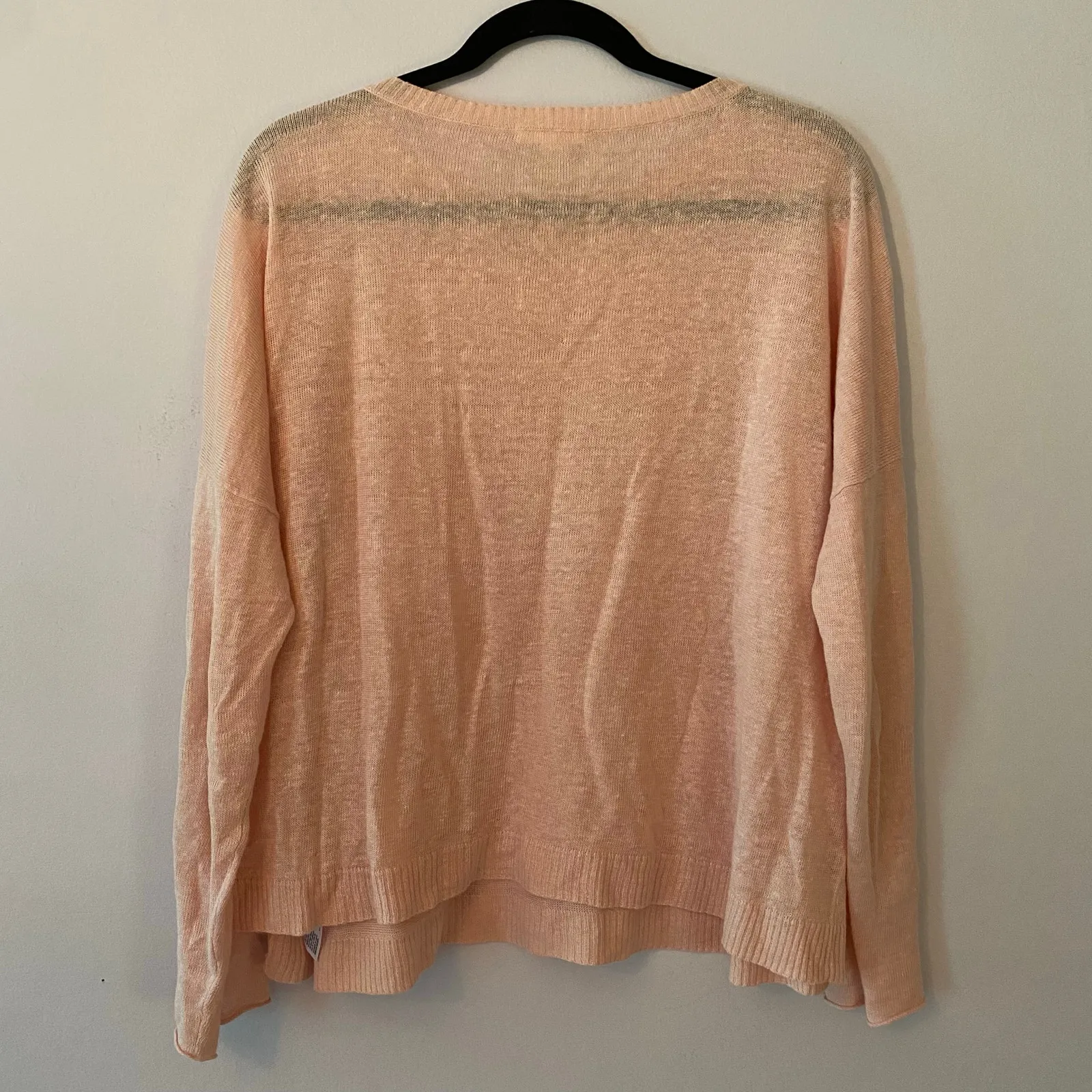 Eileen Fisher Light Pink 100% Linen Lightweight Crewneck Sweater Women's Medium - Image 5