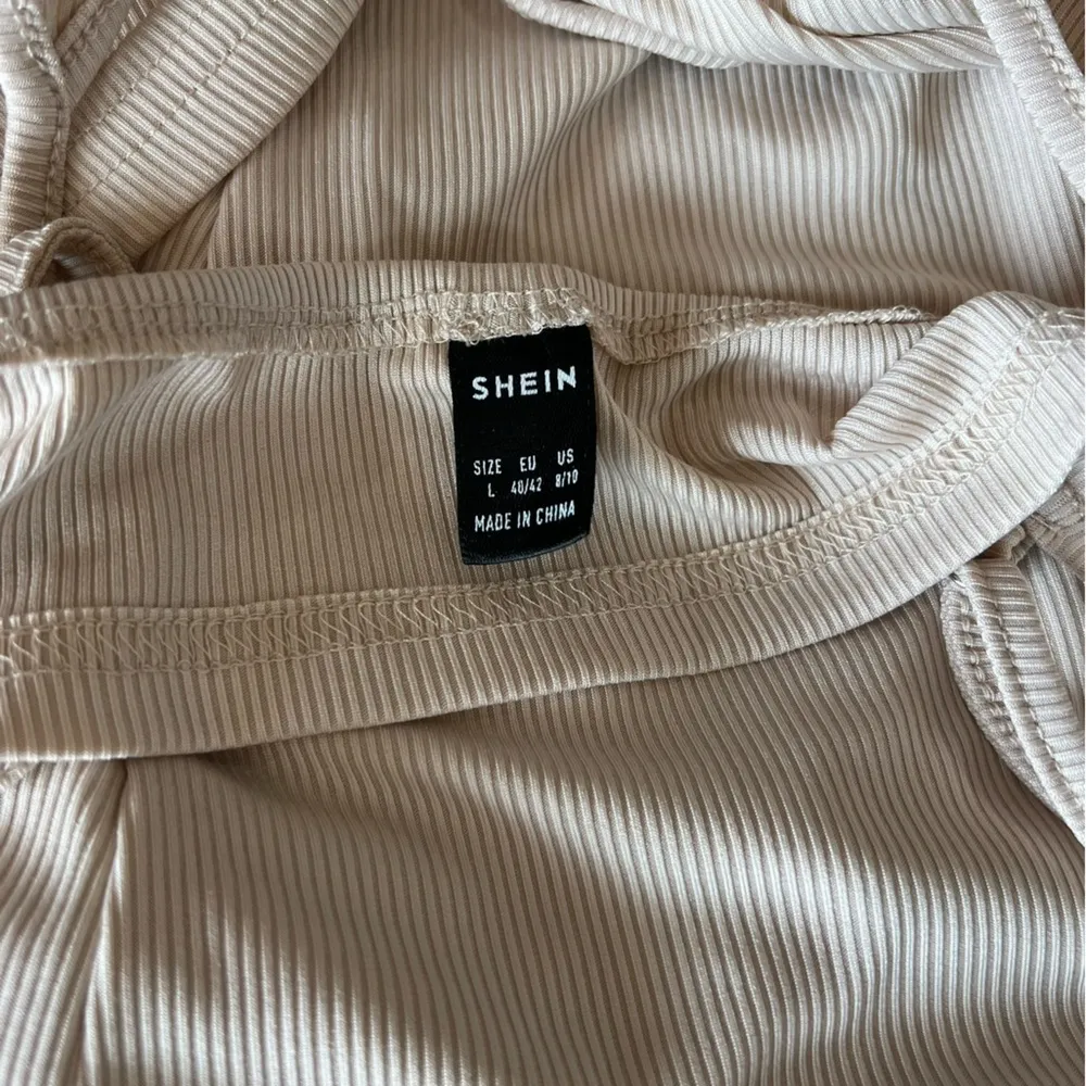 Shein Cream Ribbed Cut Out Maxi Dress Women’s Size Large - Image 5