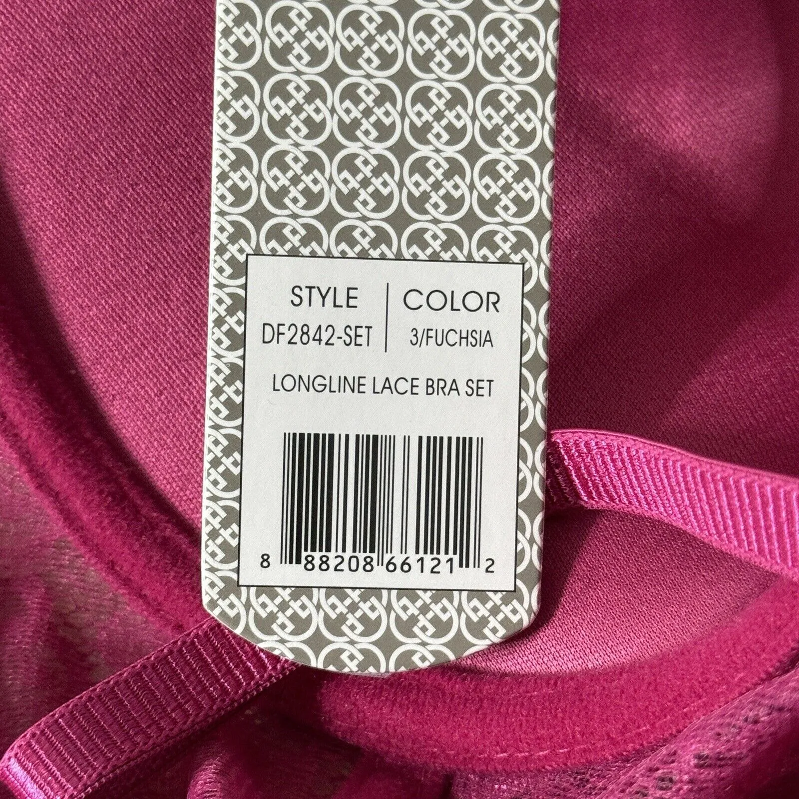 Daisy Fuentes Bra‎ Womens 34C Fuchsia Pink Lace Longline Plunge Padded Underwire - Image 6