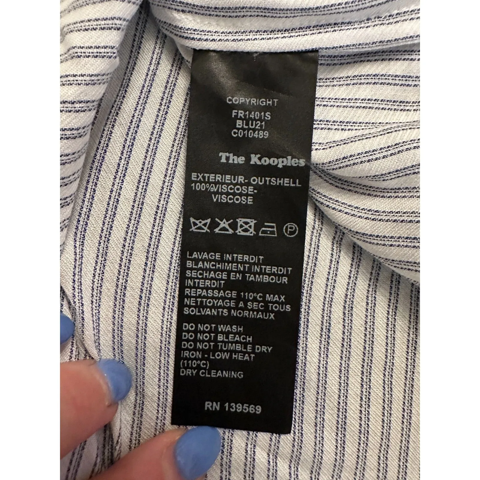 The Koopes SPORT Blue White Striped Button Down Shirt Dress Size 2 - Image 6