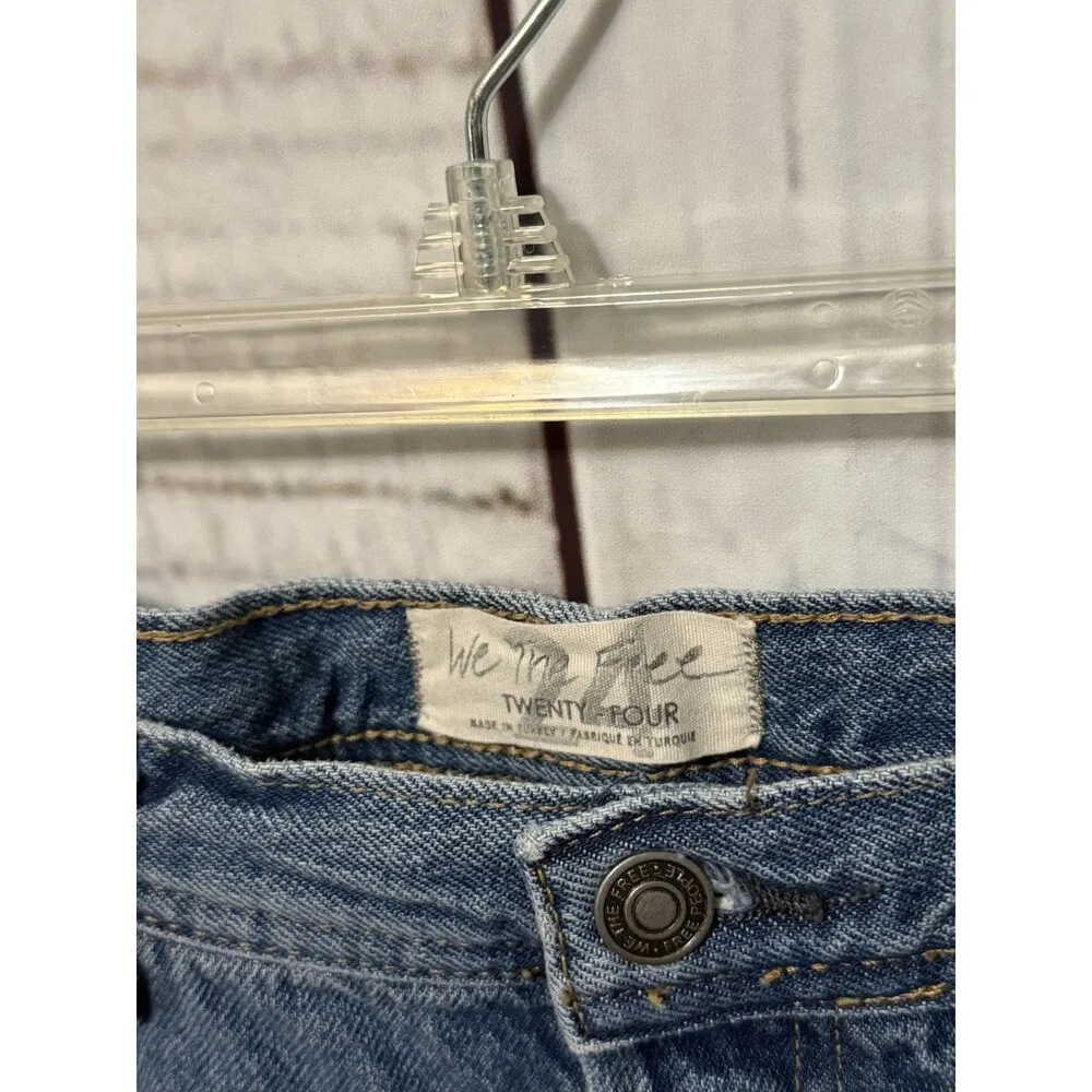 Free People We The Free Maggie Jeans MR Straight Leg Raw Hem Button Fly Size 24 - Image 7
