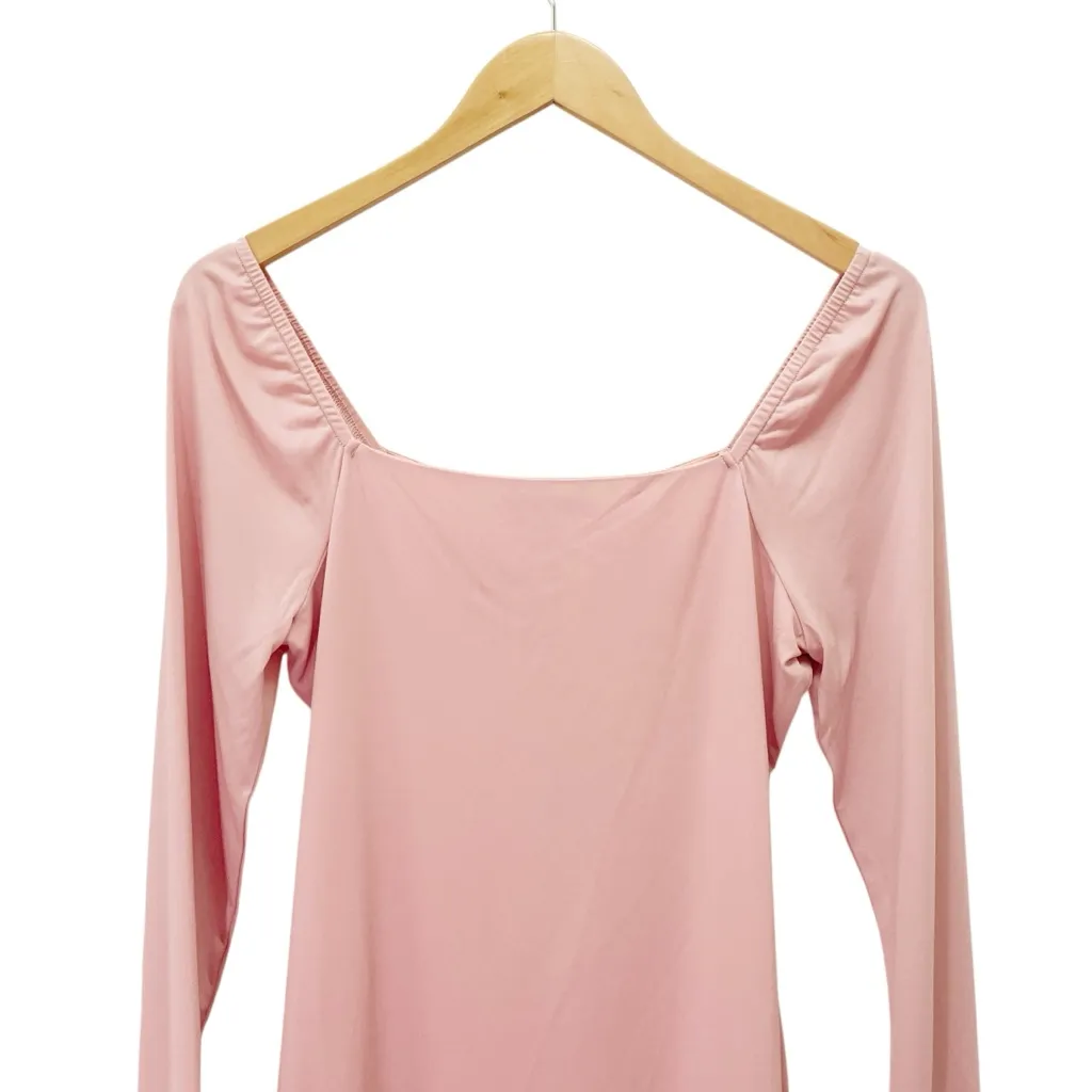 NWT BCBGeneration Long Sleeve Mini Dress Pink Desert Square Neck Size Medium NEW - Image 6