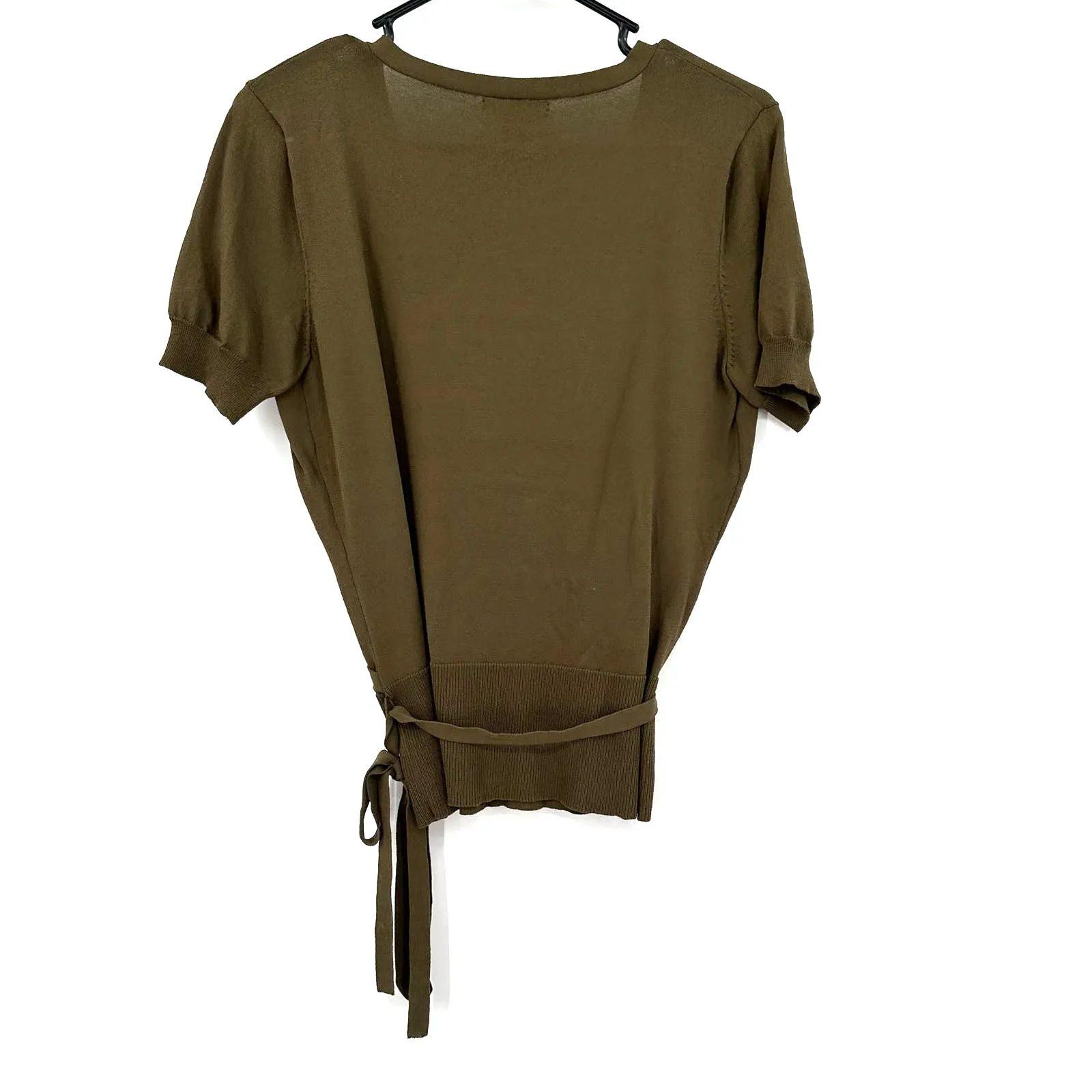 New York & Company size medium olive green or brown wrap style‎ short sleeve top - Image 2