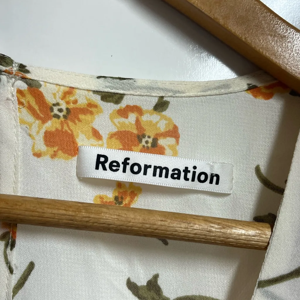 Reformation NEW NWT Cosa Midi v neck Dress size 0 women’s floral lightweight - Image 4