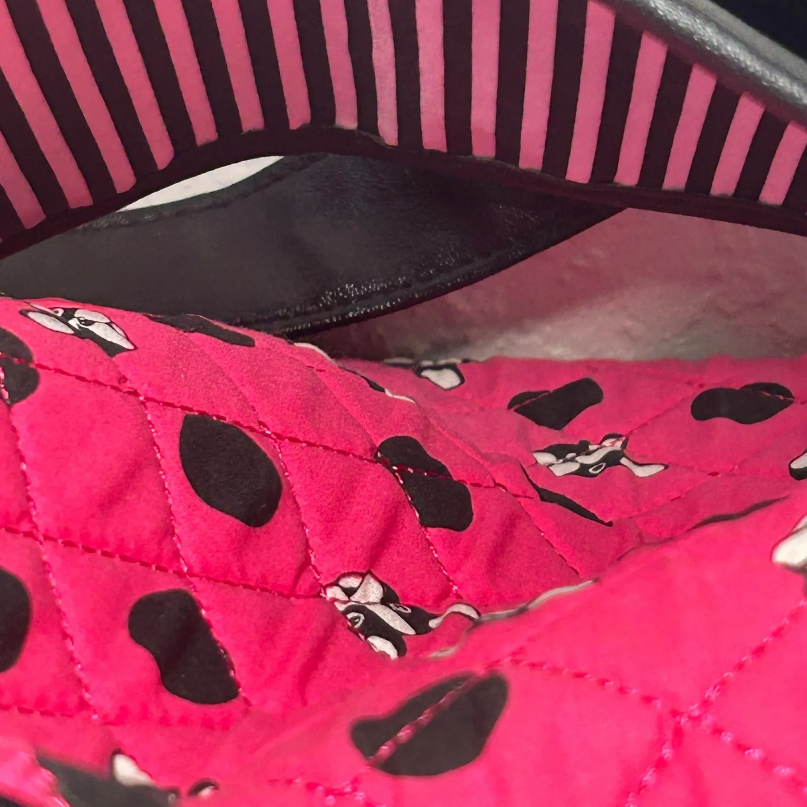 Betsey Johnson Pink French Bulldog Polka Dot Quilted‎ Duffel Bag Weekend Travel - Image 14