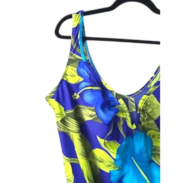 NWOT Women's Swimsuit Bathing Suit 26 Blue Green Floral Tropical Vacation‎ - Image 9