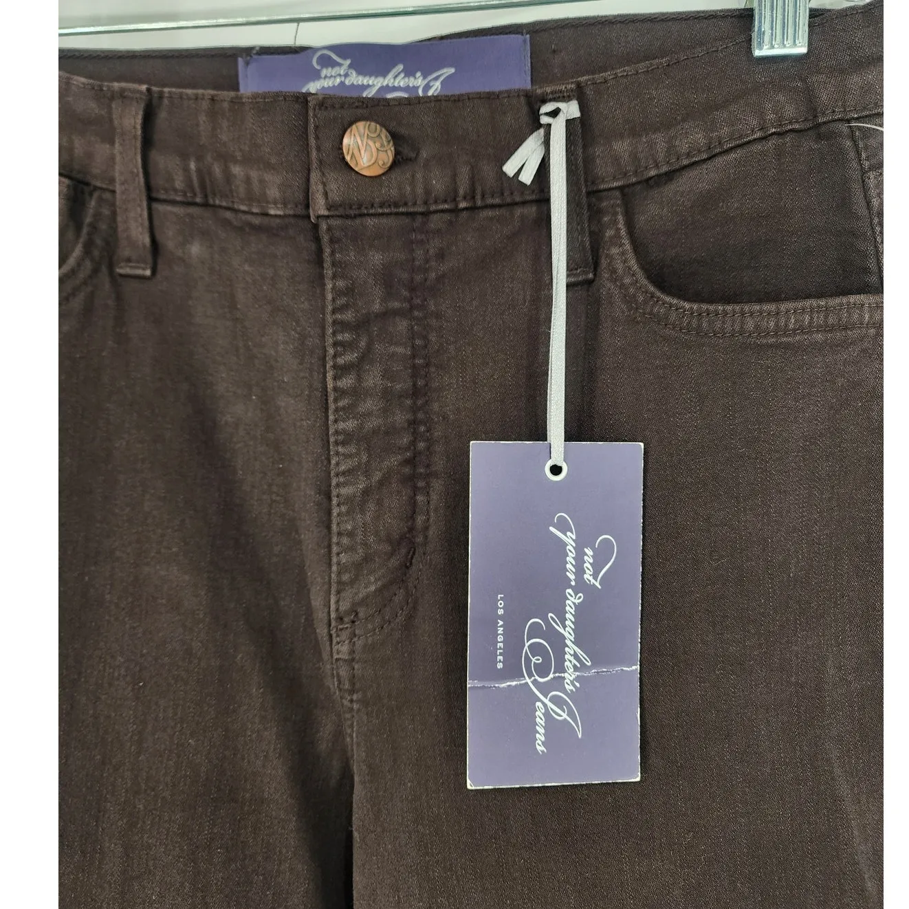 NYDJ Brown Straight Leg Lift Tuck High Rise Jeans Women’s Size 6 NWT - Image 4