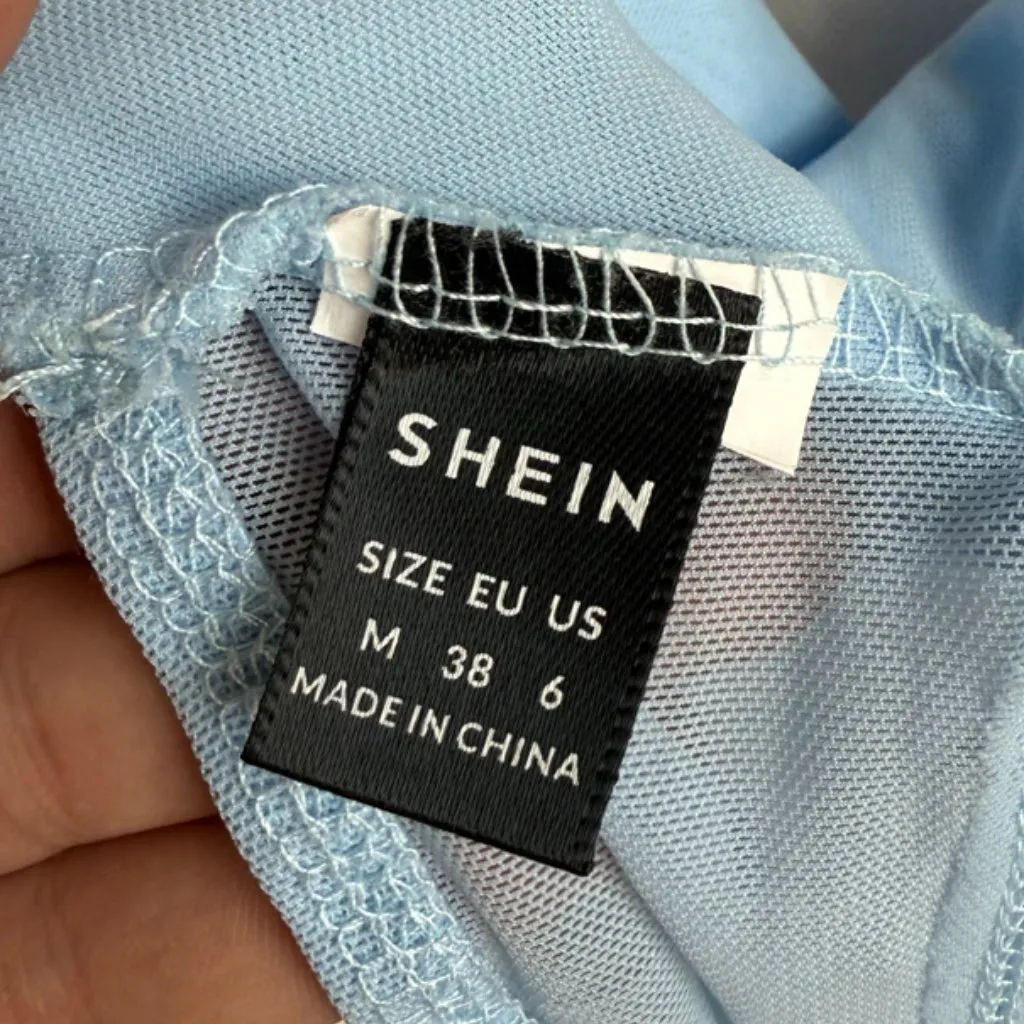 SHEIN Baby Blue Sweetina Criss Cross Tie Backless Mesh Crop Top - Image 6