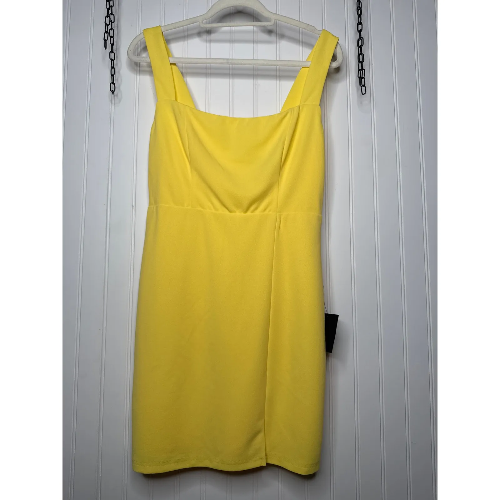 NWT Lulus Social Sensation Light Yellow Square Neck Mini Bodycon Dress Party M - Image 2