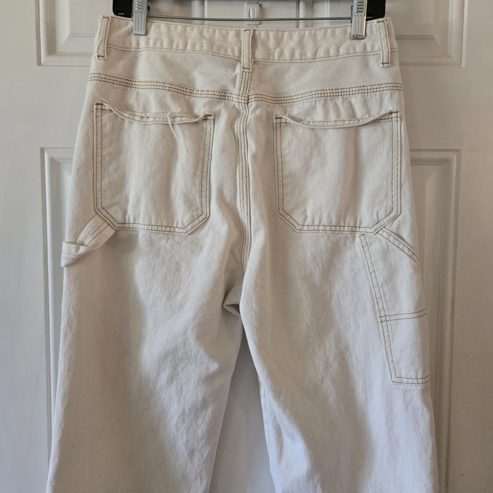 Vintage White Wide Leg Jeans Size 11/30 Carpenter 90s Boyfriend S.O.N.G Y2K - Image 4