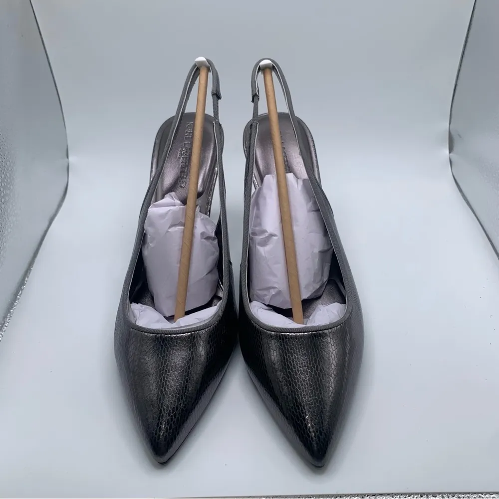 NWB Karl Lagerfeld  Rosalyn Slingback Pump dark slate snake print 9.5 M EU 40.5 - Image 6