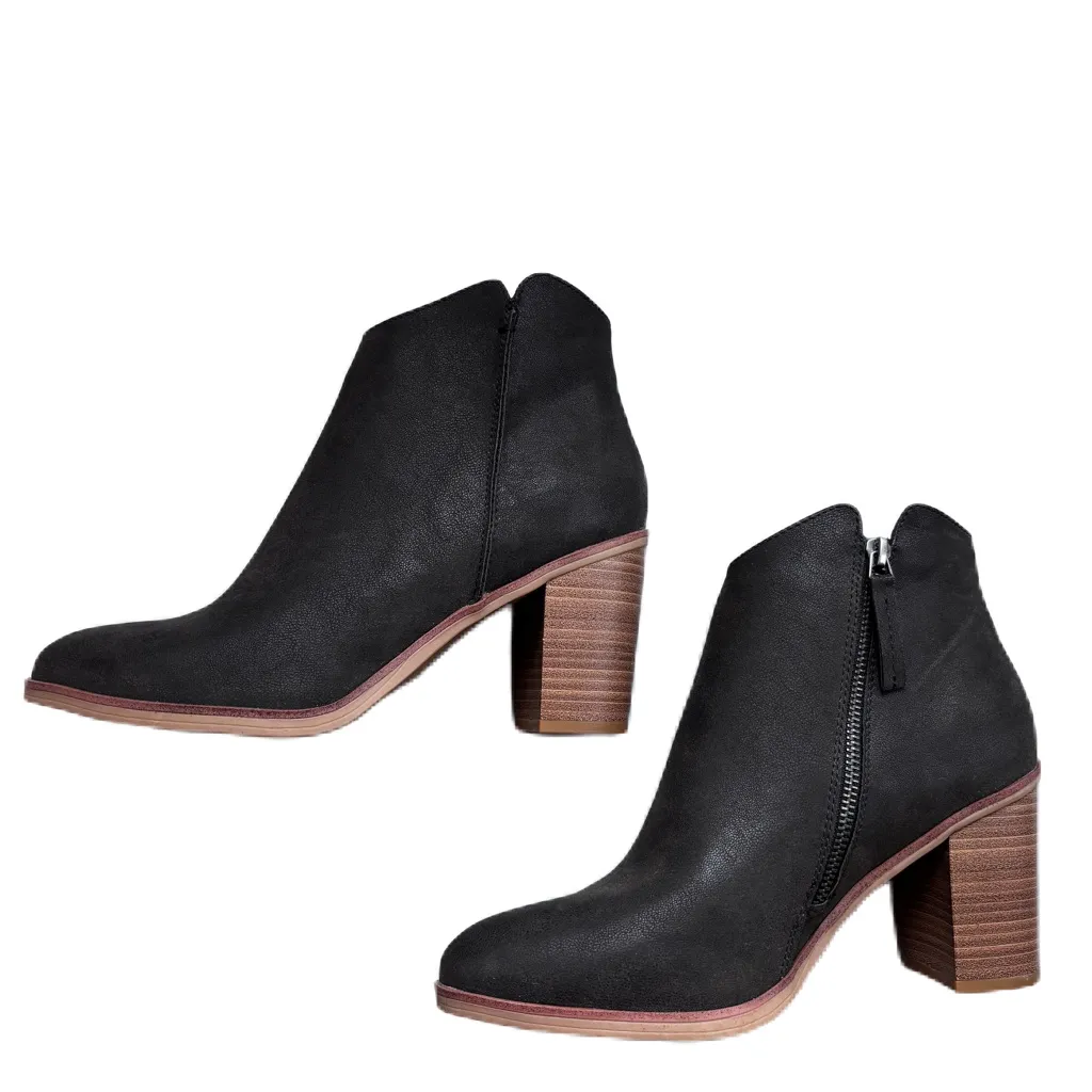 MIA Barby Bootie Black Brushed Block Heel Ankle Boots Size 9‎ - Image 10