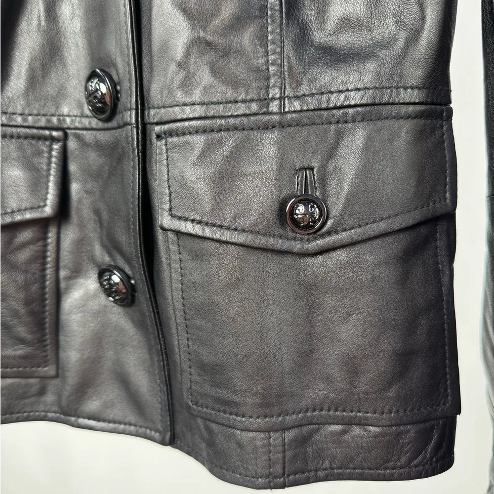 Tory Burch Buttery Soft‎ Leather Sargent Pepper Jacket in Black Size 2 - Image 2