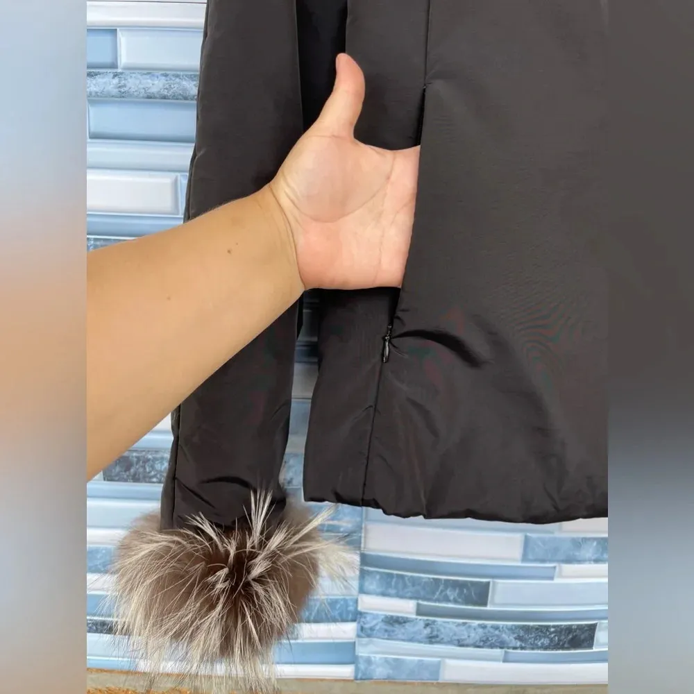 POST CARD FOX FUR TRIM JACKET SIZE 8 Black - Image 7