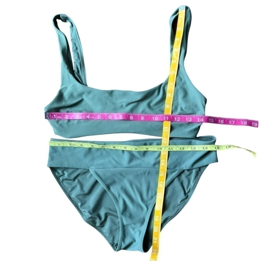 Aerie Wide Strap Scoop Bikini Olive Green Bikini Small Top, Medium Bikini Bottom - Image 13