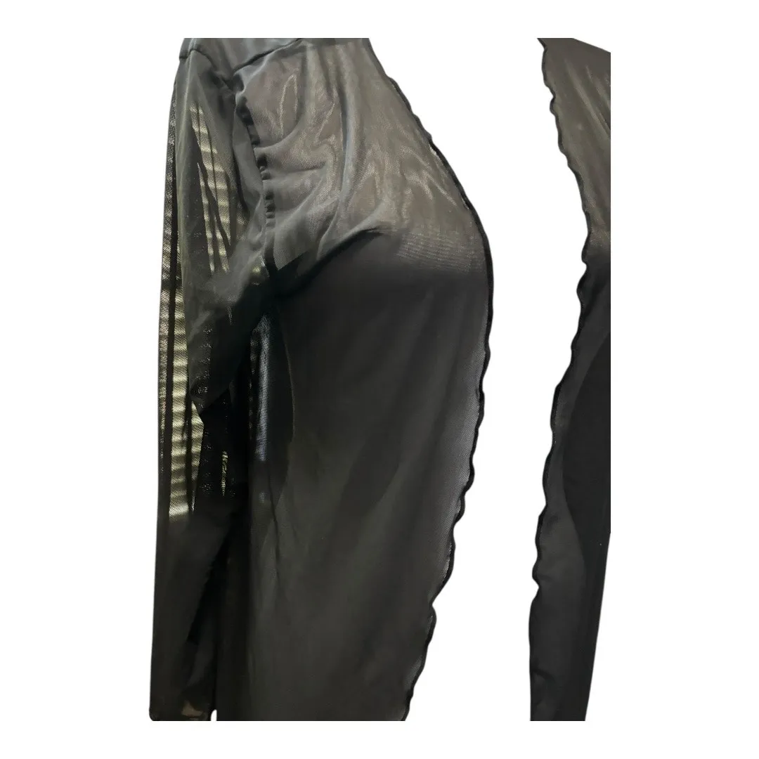 Black Sheer Coverup Long Sleeve Size S - Image 3