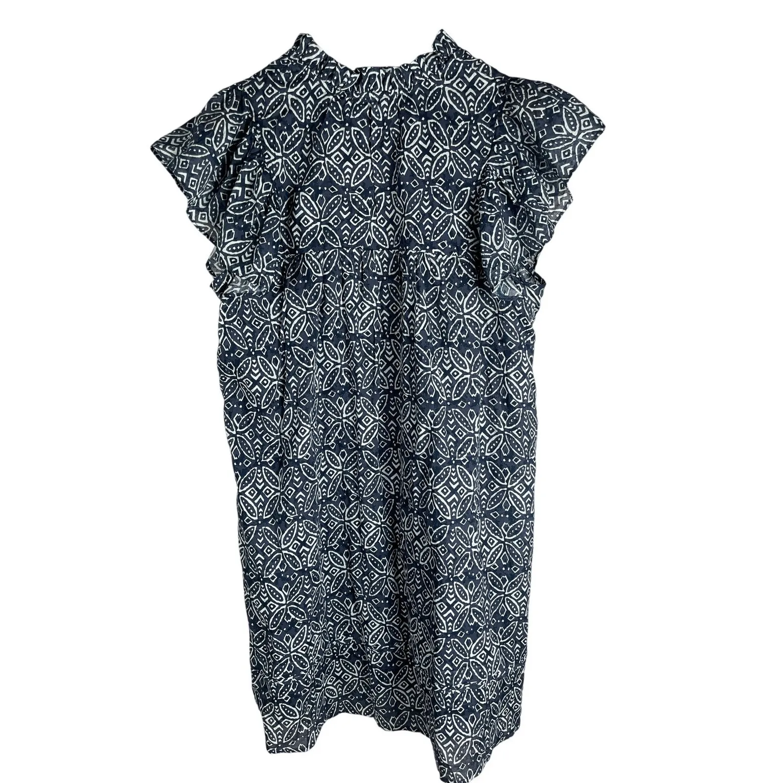 Melissa Nepton Sara Boho Circle Dress‎ Flutter Sleeve Ruffle NeckSize Large Blue - Image 3