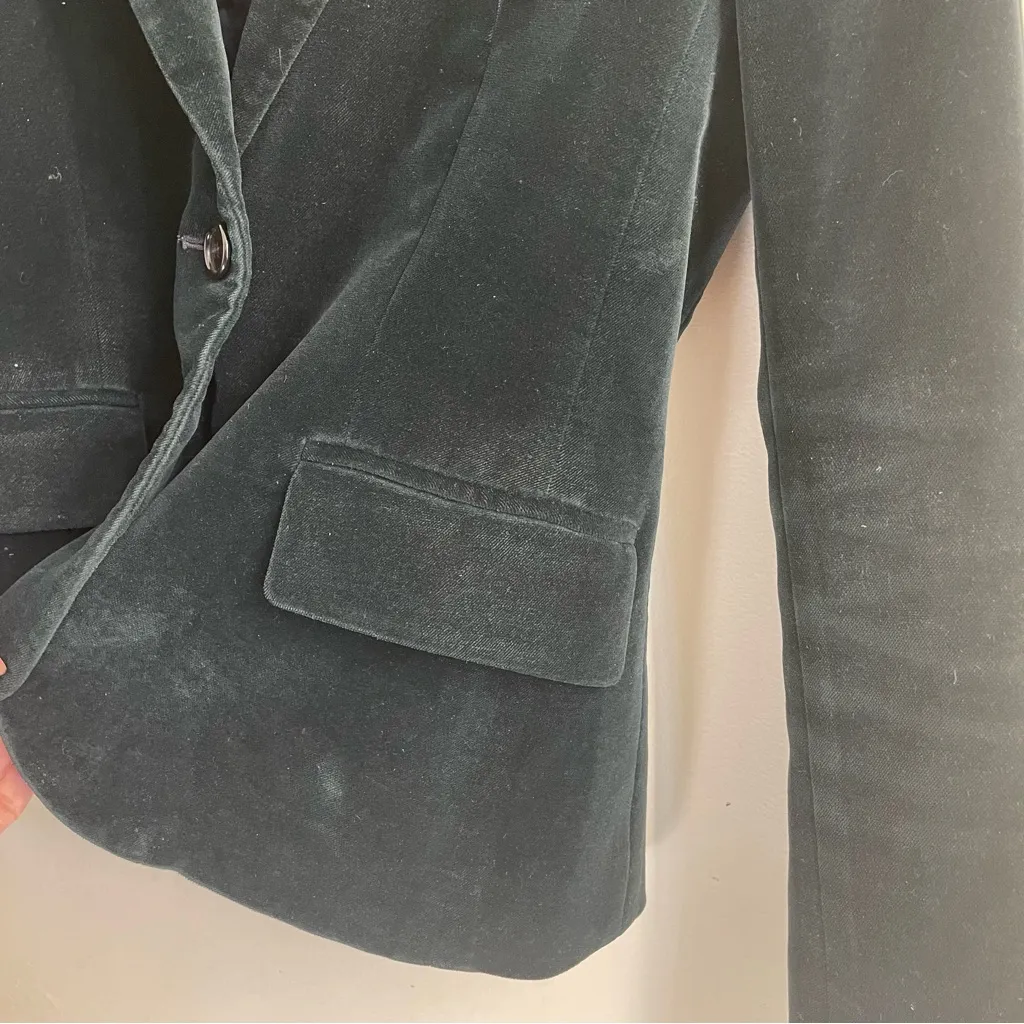 Theory Velvet Blazer Size 4 Dark Green – Made in USA - Image 8