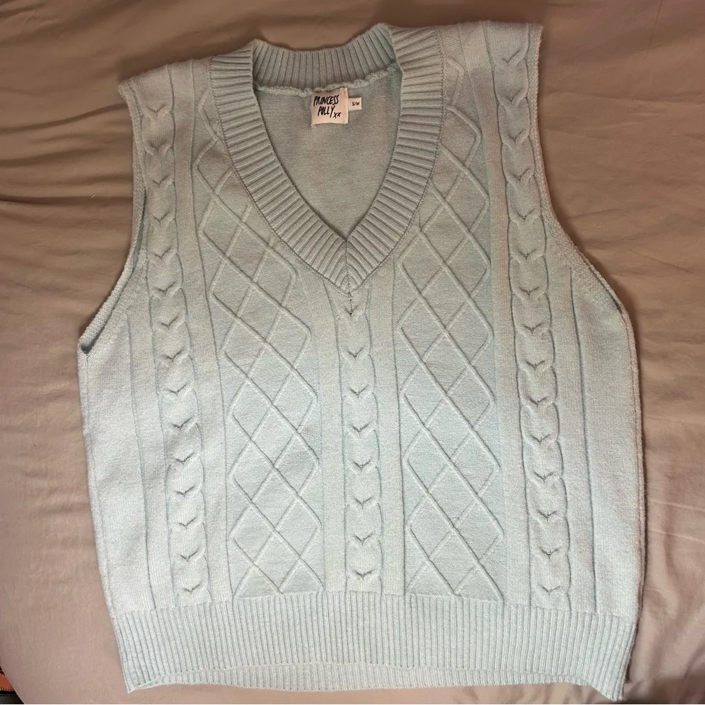 Princess Polly S/M Light Blue Boxy/Oversized Sweater Vest - Image 3