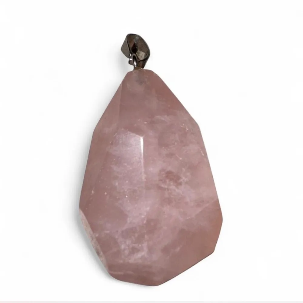 Faceted Rose Quartz Pendant Natural Crystal Gemstone Healing Jewelry - Image 2