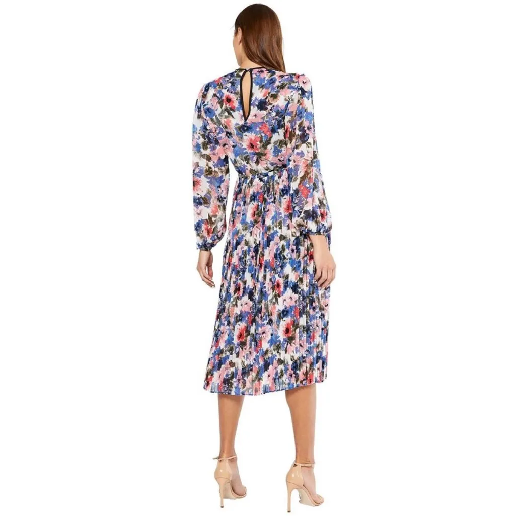 Anthro Misa Juliana Tie Dye Floral Long Sleeve Pleated Midi Dress Size S - Image 3