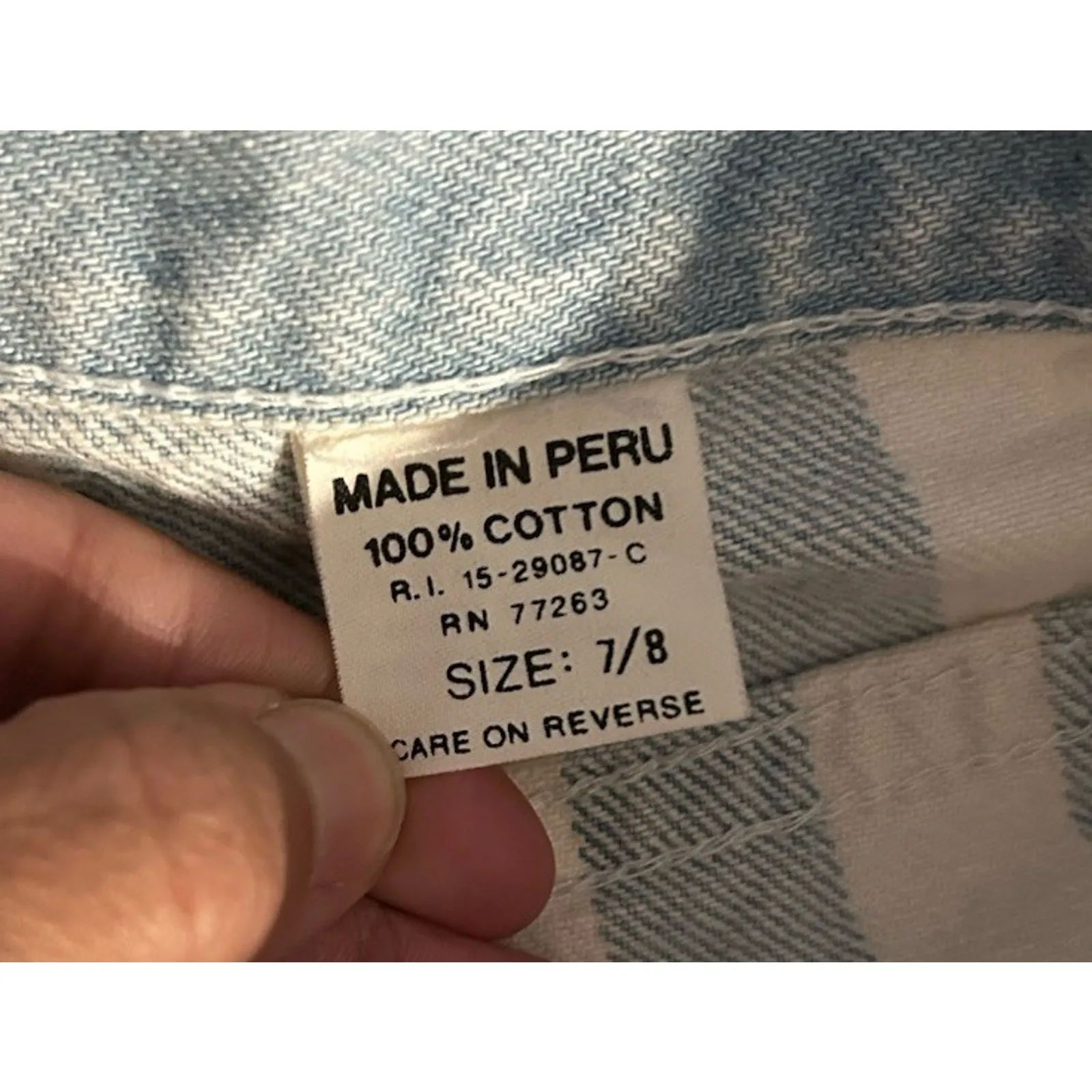 Whooz Blooz Striped Jean Shorts | Size 7/8 | Blue & White | Vintage Style - Image 5