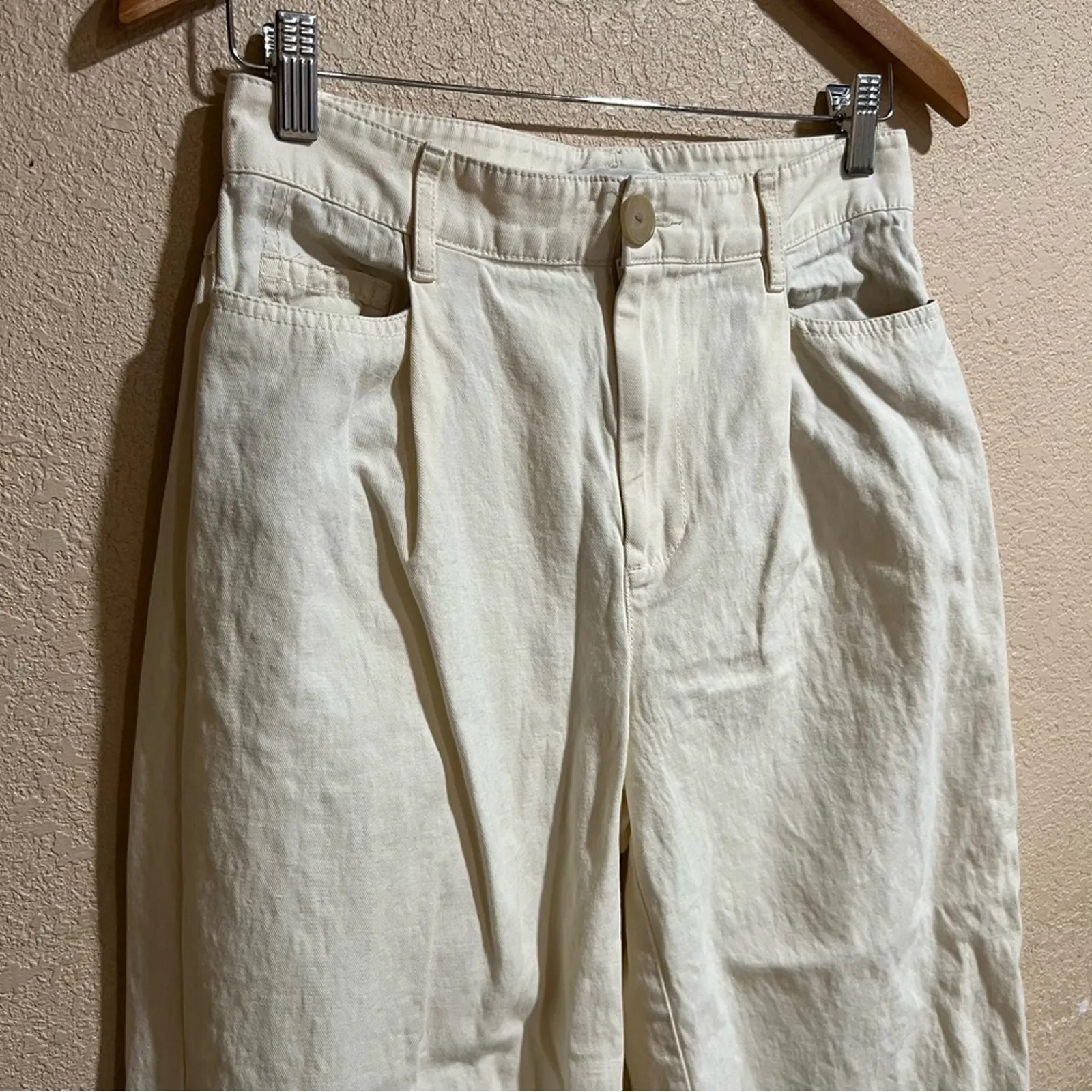 Vince Cream Casual High Rise Wide Cropped Leg Pants 4 - Image 4