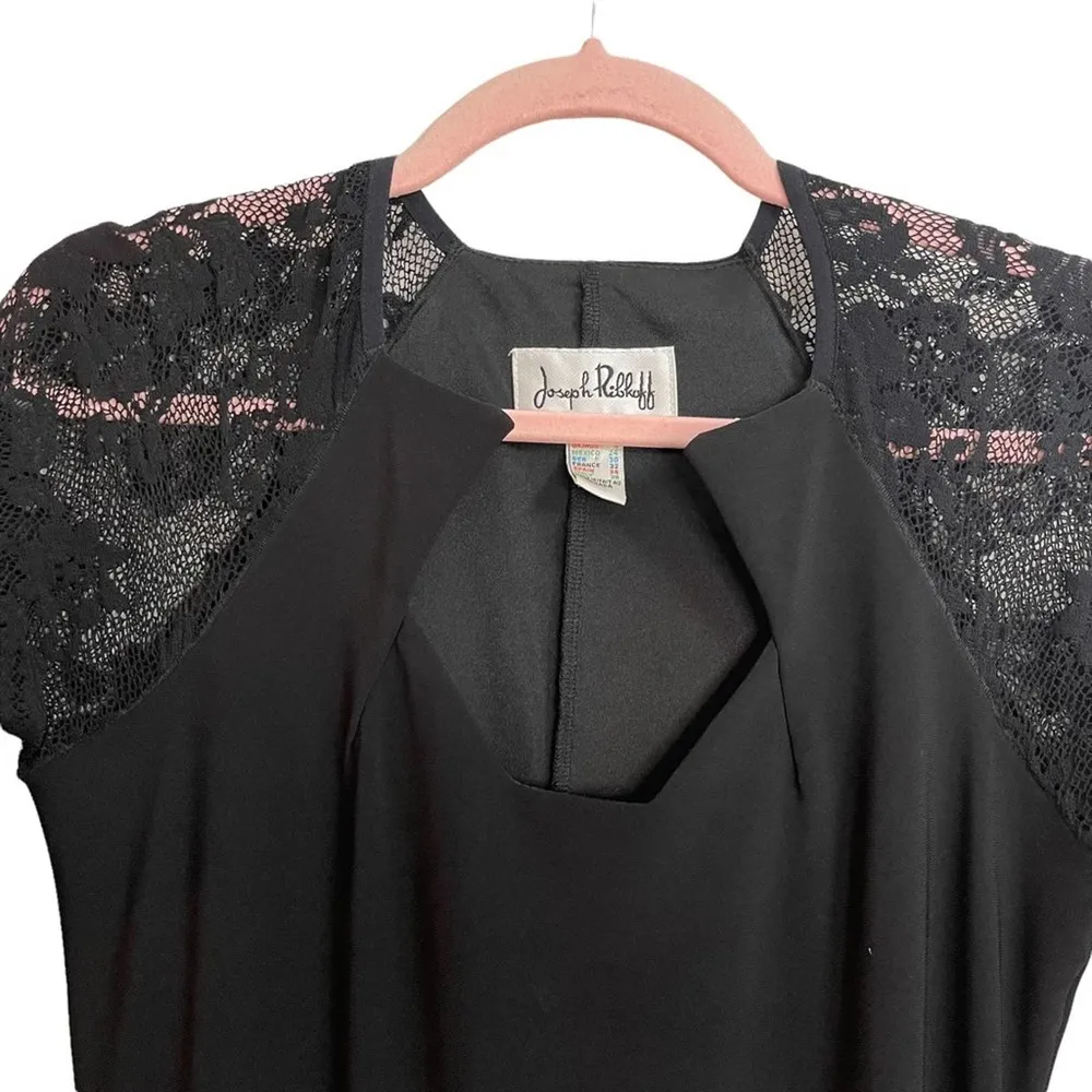Joseph Ribkoff Black Lace Sleeve Midi Dress - Image 4