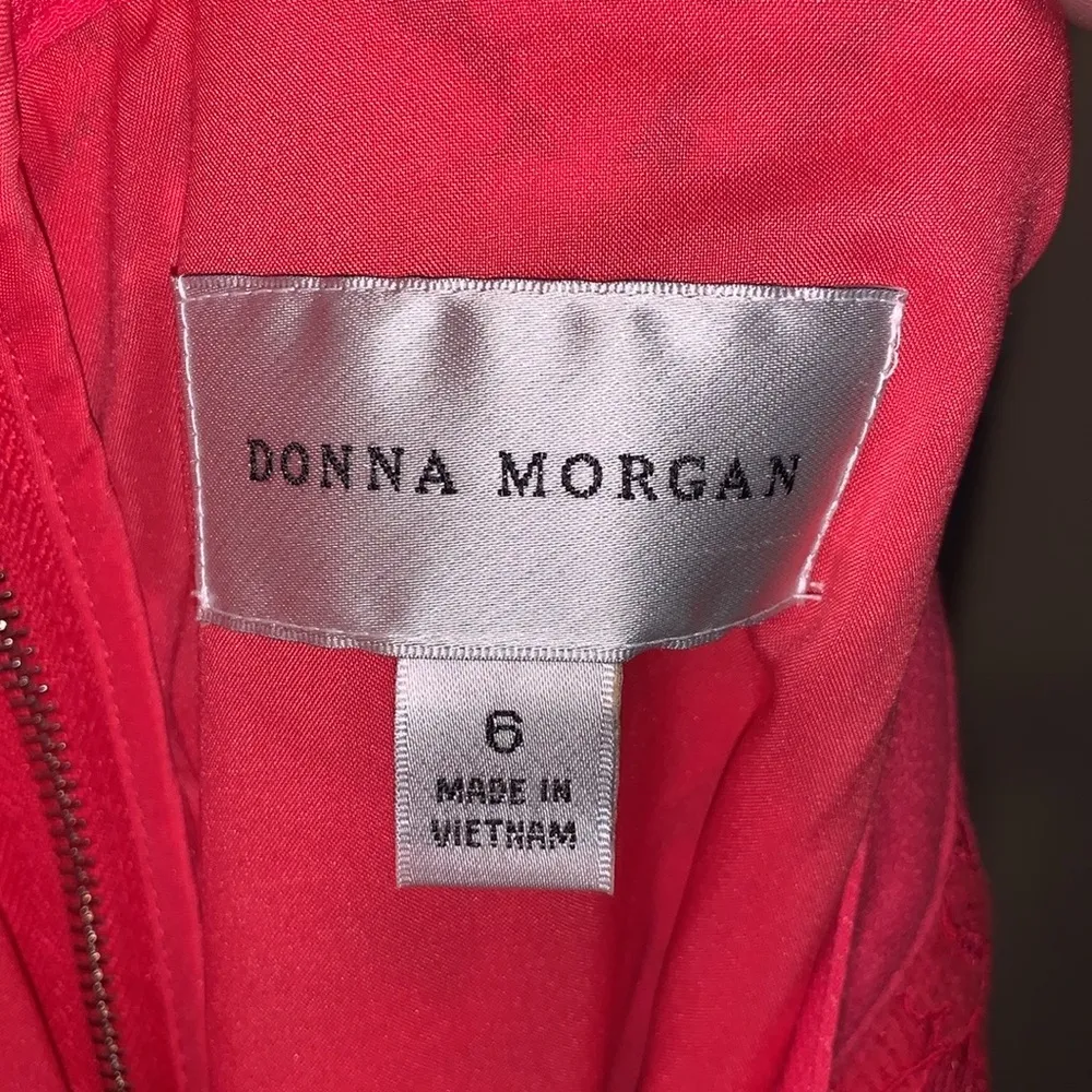 Donna Morgan  Geranium Short Sleeve Lace Sheath Work Dress Size 6 Hot Pink - Image 7