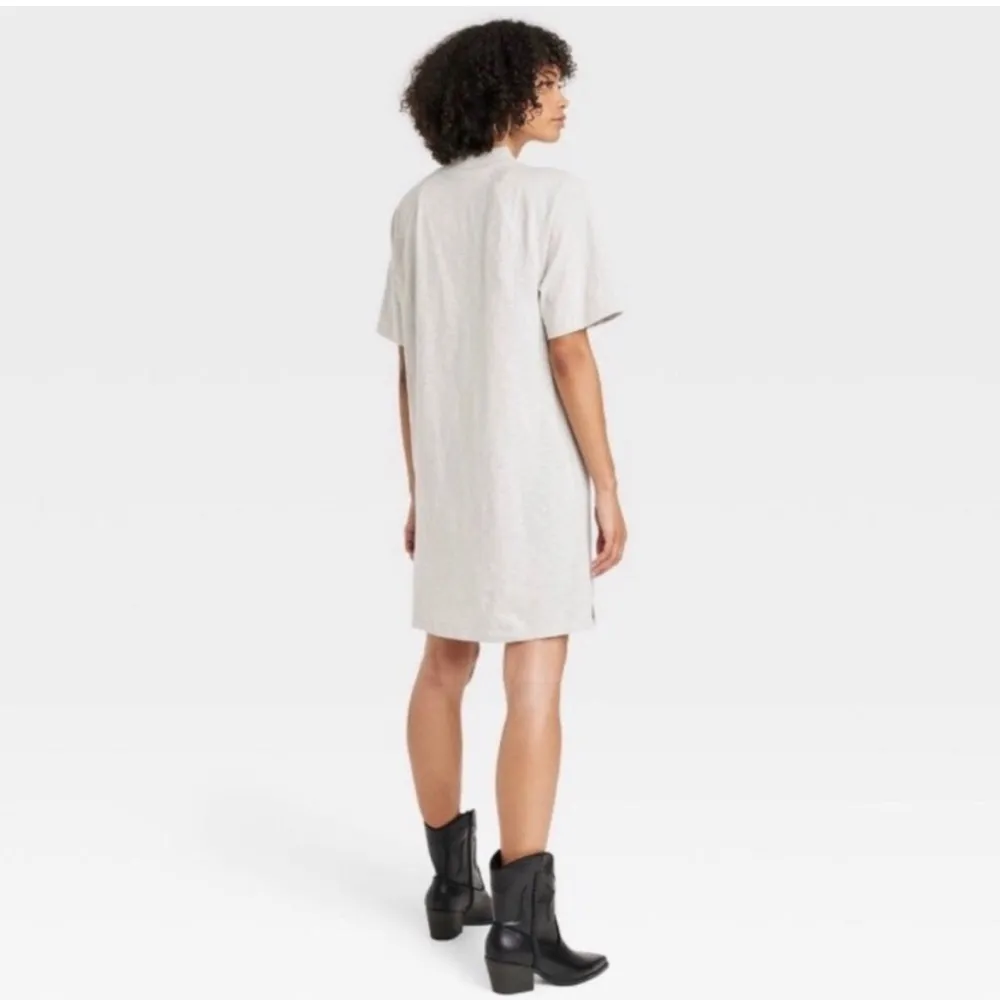 Universal Thread Mock Neck‎ Light Gray T Shirt Dress Medium - Image 2