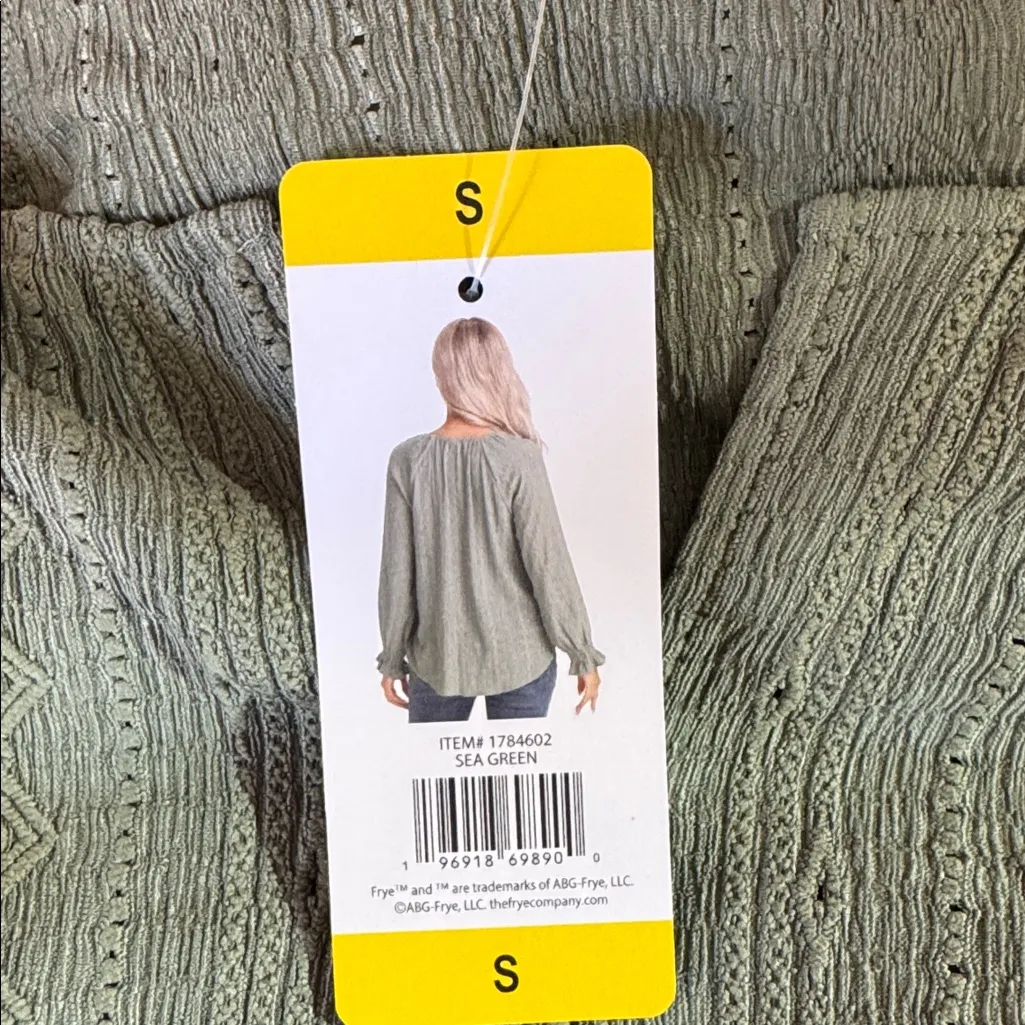 Frye Women's Textured Long Sleeve Peasant Blouse nwt size small - Image 8