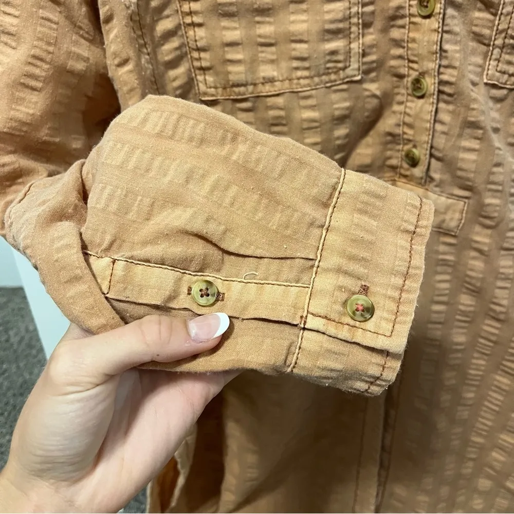 Anthropologie Pilcro Seersucker Tunic Buttondown in Dark Orange - Image 8