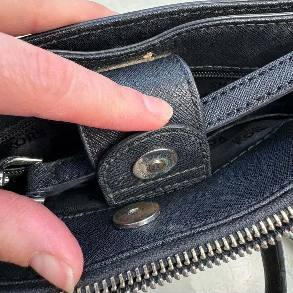 Michael Kors Black Kellen Studded Saffiano Small handbag Crossbody Purse Satchel - Image 9