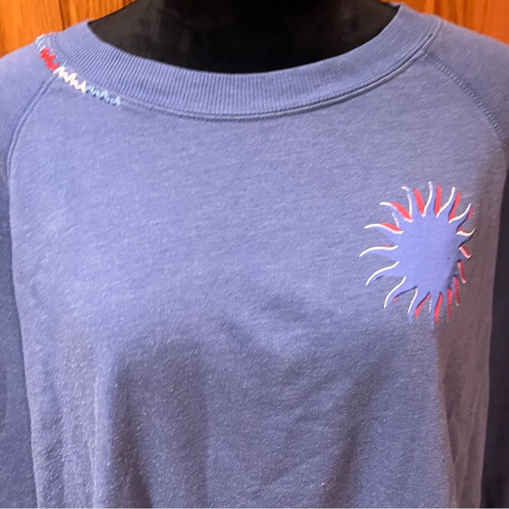 Wildfox Del Sol Sunburst Sommers Relaxed Fit Sweatshirt in True Blue Size XL - Image 5