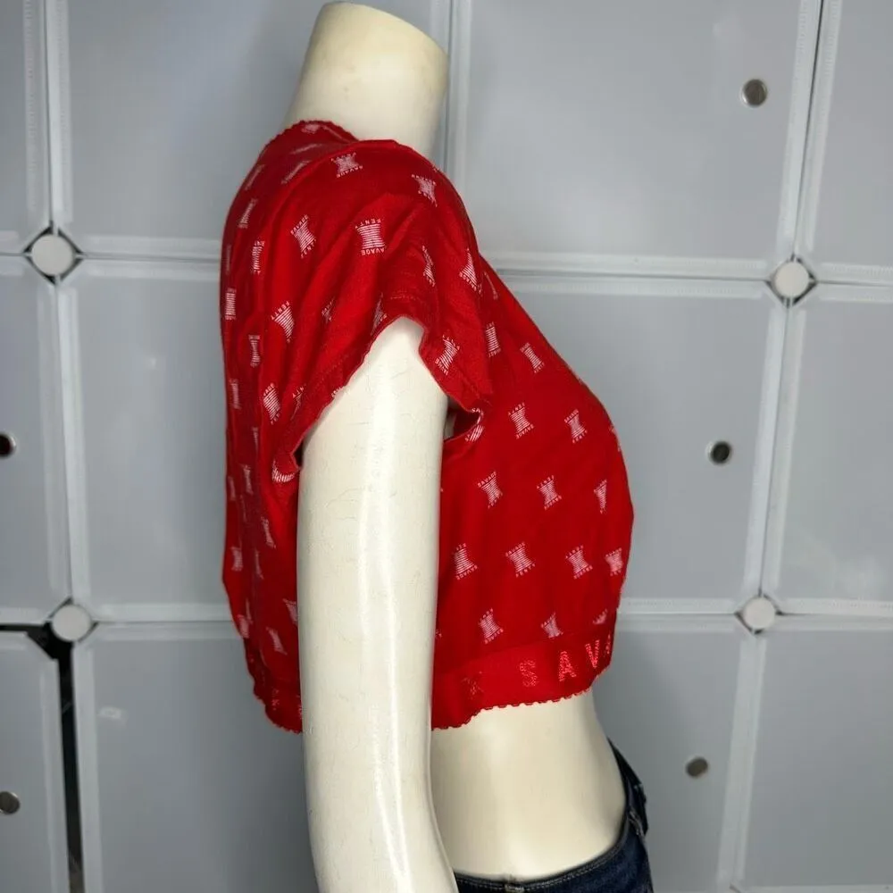 SAVAGE X COTTON JERSEY CROP TEE GOJI BERRY RED X PRINT Size 2X - Image 8