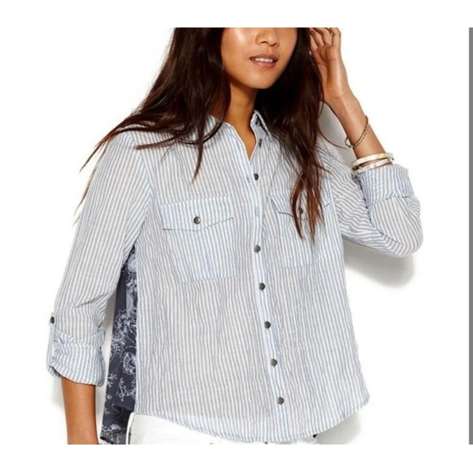 Free People Party in the Back Button Blouse Shirt size Small - Image 6