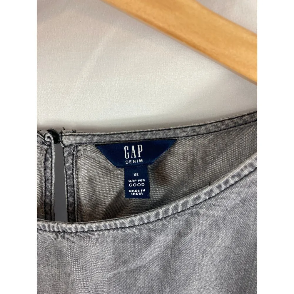 Gap Black Chambray Peasant Top blouse bell sleeves XS - Image 3