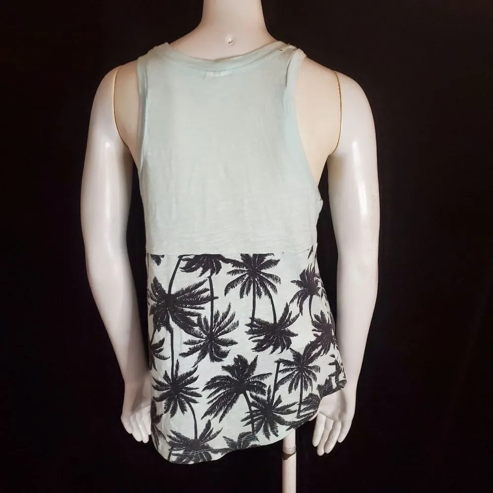 Pink Victoria's Secret Blue, Black, & Silver Sequined Palm Tree Tank (XS) - Image 3