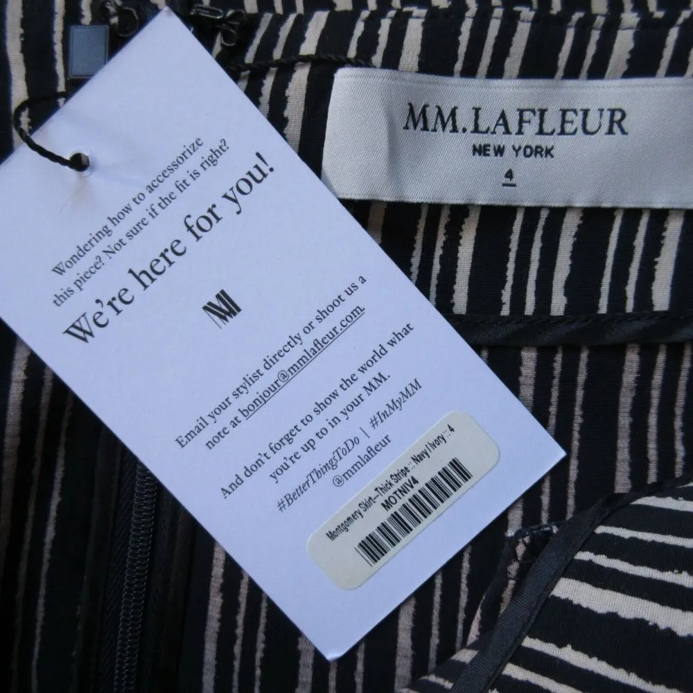 NWT MM. Lafleur Montgomery in Navy Ivory Thick Stripe Pencil Skirt 4 - Image 4