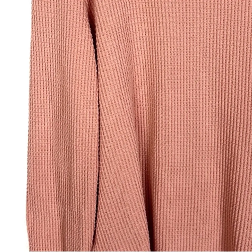 Madewell Cotton Blend Pink Waffle Knit Pullover Sweatshirt Tee S - Image 4
