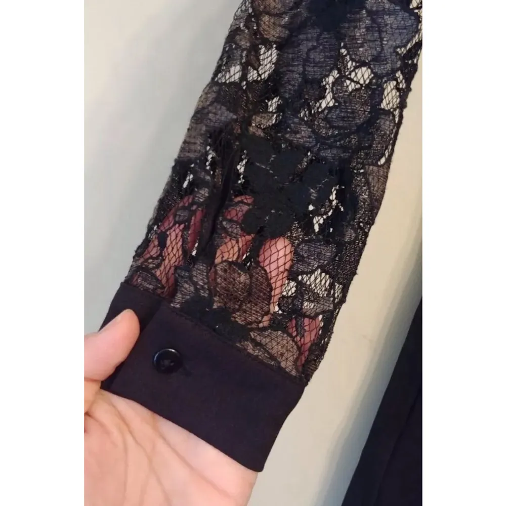 Black & Beige Lace Whimsigoth Long Sleeve Shirt Modcloth Dress by Lace & Mesh - Image 4