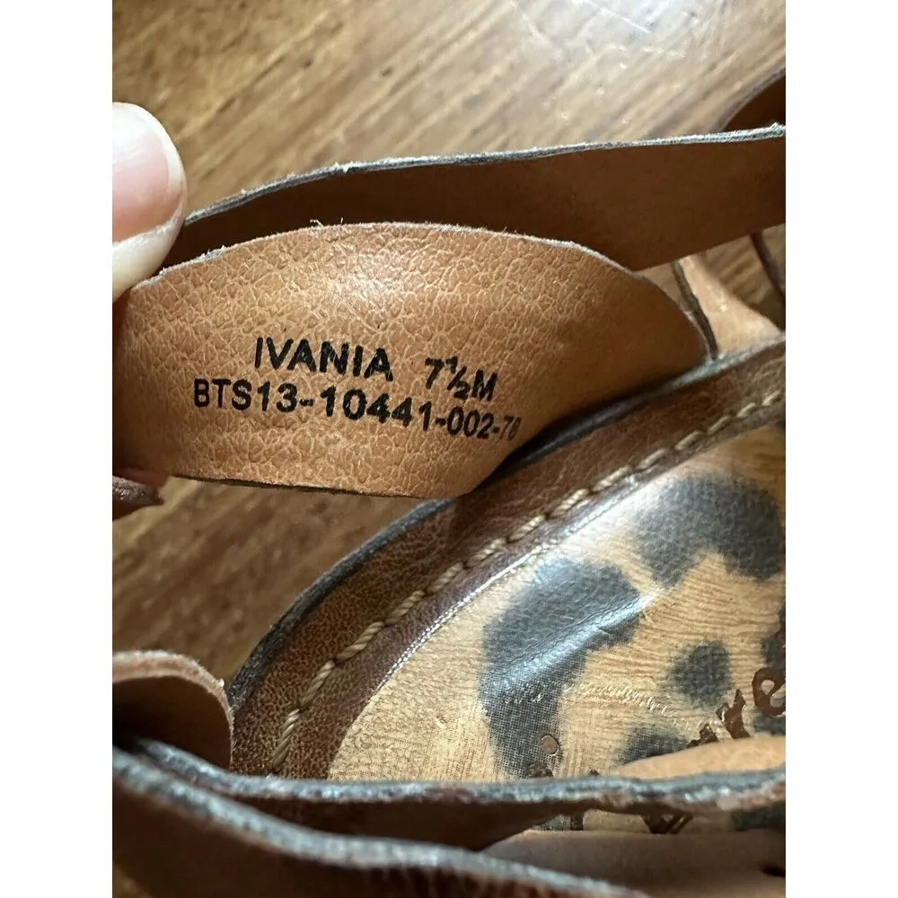 Baretraps Sandals Womens 7.5 M Ivania Gladiator Wedge Brown Leather Casual - Image 7