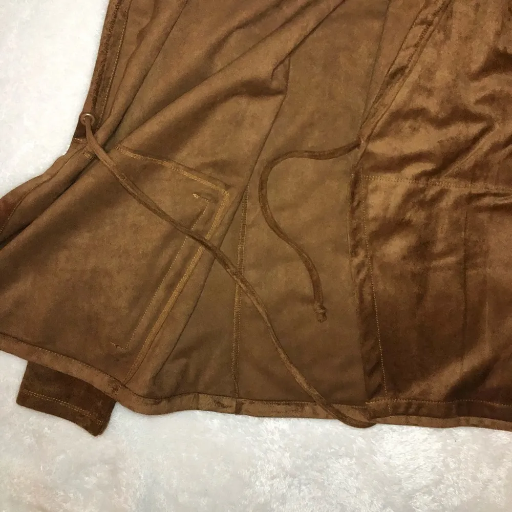 NWT Blank NYC Tan Faux Suede Hooded Moto Jacket. Size Small - Image 7