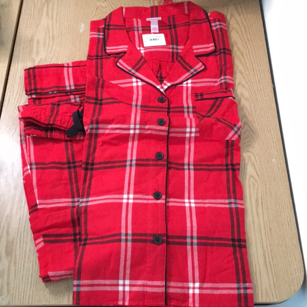 New Women’s 2Pc Wondershop Red Plaid Sleepwear Pajamas Cotton Flannel Size 3X - Image 6